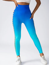Women's High-Waisted Gradient Yoga Pants, Cutout Leggings, Booty Lifting, Athletic Long Tights For Fitness Workout, Breathable Sportswear - kinko